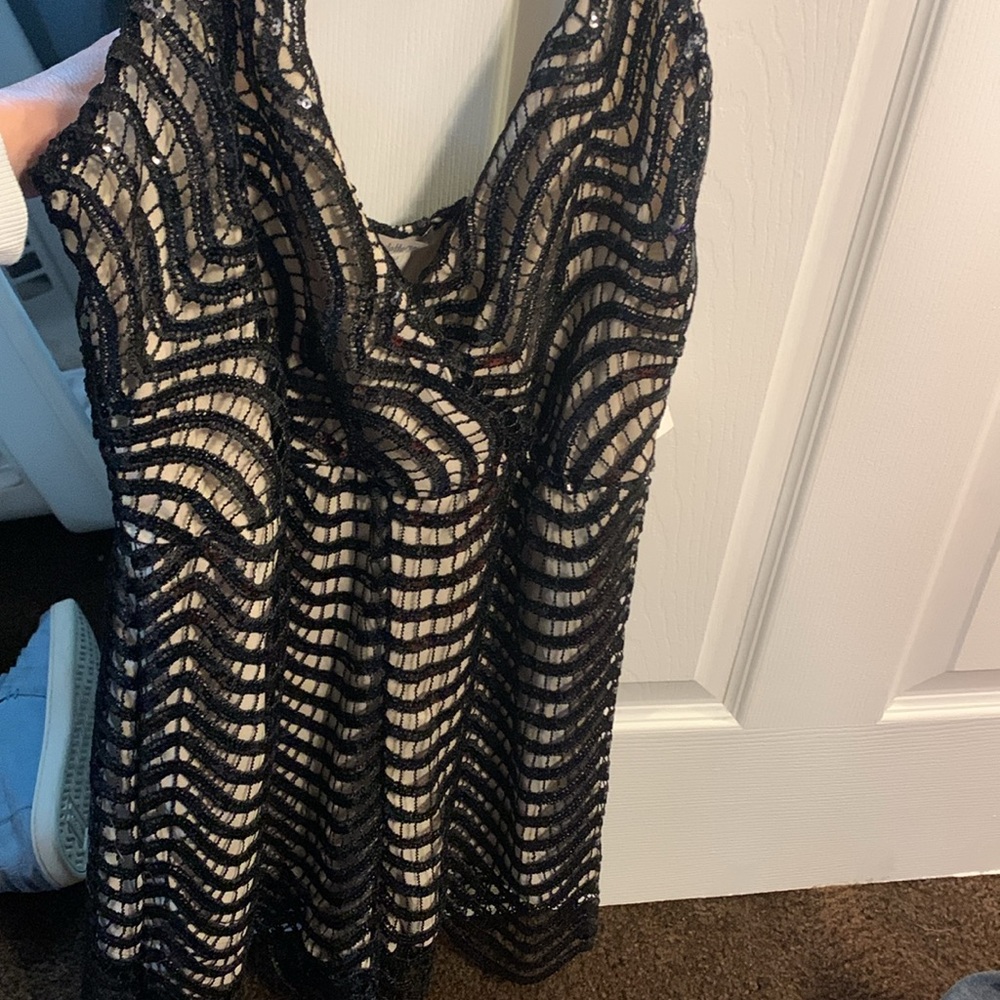 Charlotte Russe Black and Cream Striped Romper